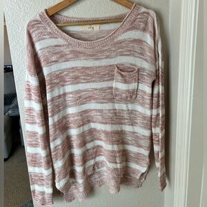 Pink Republic Pink and White Crew Neck Sweater